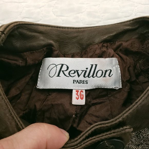 Revillon Paris Cashmere Wool Blend Button Up Jacket Leather Trim Womens Sz 36 - Picture 11 of 13
